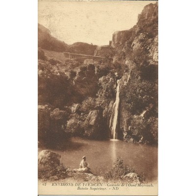 CARTE POSTALE ANCIENNE: ALGERIE, vers 1900. CASCADE DE L'OUED MEFROUCH (TLEMCEN)