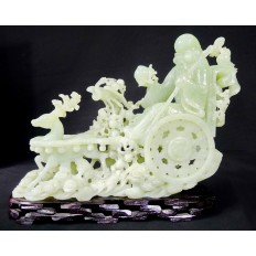 CHINE /ANCIENNE SCULPTURE EN NEPHRITE, SHOU LAO. CHINA, CARVED NEPHRITE SCULPTURE.