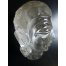 CHINE OU ASIE, TETE DE BOUDDHA EN CRISTAL DE ROCHE.CHINA,ASIA, HEAD OF CRYSTAL