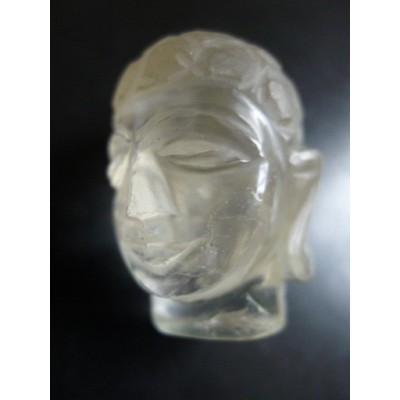 CHINE OU ASIE, TETE DE BOUDDHA EN CRISTAL DE ROCHE.CHINA,ASIA, HEAD OF CRYSTAL