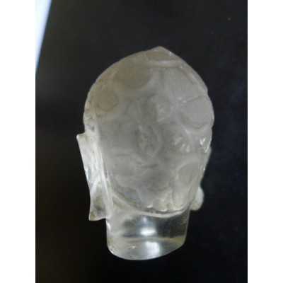 CHINE OU ASIE, TETE DE BOUDDHA EN CRISTAL DE ROCHE.CHINA,ASIA, HEAD OF CRYSTAL