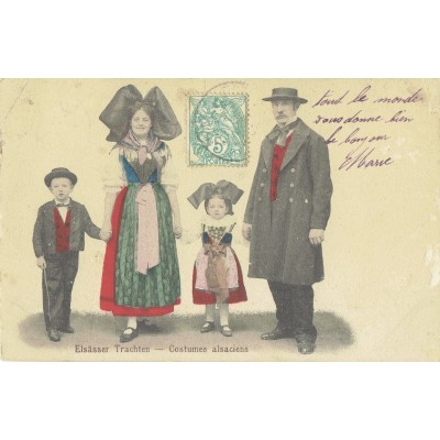 CPA - ALSACE - Costumes Alsaciens - Colorisée - Années 1920