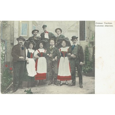 CPA - ALSACE - Costumes Traditionnels Alsaciens - Colorisée - Années 1900