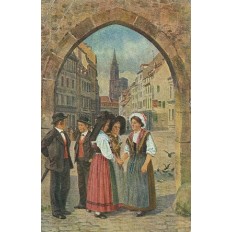 CPA - ALSACE - Scène De Vie Alsacienne Dans La Rue - Années 1920