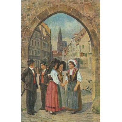 CPA - ALSACE - Scène De Vie Alsacienne Dans La Rue - Années 1920