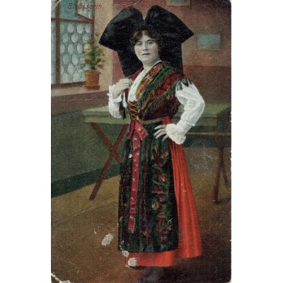 CPA - ALSACE - Tenue Traditionnelle - Colorisée - Année 1918