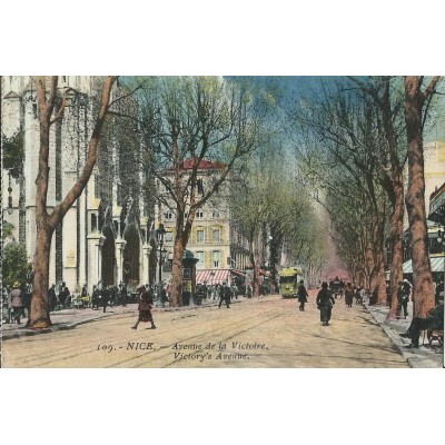 CPA - NICE, Avenue de la Victoire (couleurs), vers 1900.