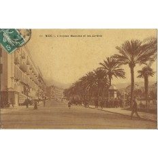 CPA - NICE, AVENUE MASSENA ET JARDINS vers 1900.