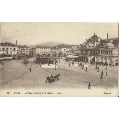 CPA - NICE, LA PLACE MASSENA ET LE CASINO, années 1900 Animation.