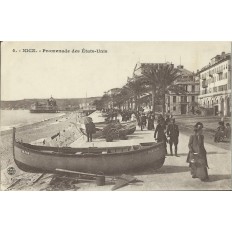 CPA - NICE, PROMENADE DES ETATS-UNIS, BARQUES, vers 1910.