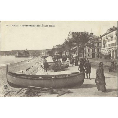 CPA - NICE, PROMENADE DES ETATS-UNIS, BARQUES, vers 1910.