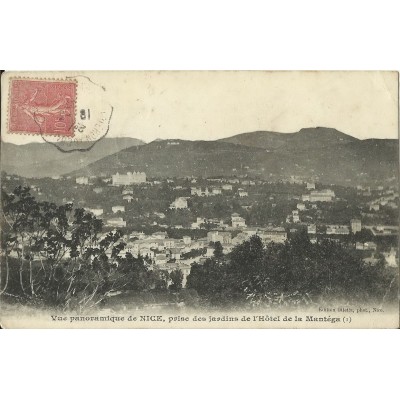 CPA - NICE, VUE PANORAMIQUE, prise des jardins de l'Hotel Mantega, Années 1900.