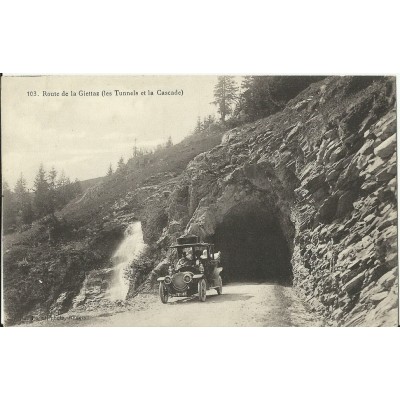 CPA: ROUTE DE LA GIETTAZ (Les tunnels et la cascade). Années 1910.