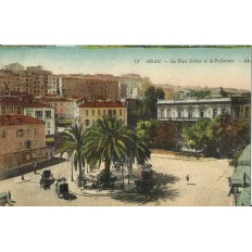 CPA: ALGERIE, vers 1900. ORAN, LA PLACE KLEBER ET LA PREFECTURE.