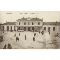 CPA: ANNECY. LA GARE, ANIMEE. Années 1900.