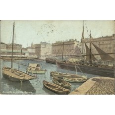 CPA: MARSEILLE, BATEAUX, QUAI DE LA FRATERNITE ,COULEURS, vers 1900.