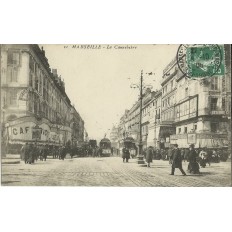 CPA: MARSEILLE, CARREFOUR DU CAFE RICHE SUR LA CANNABIERE, années 1900.