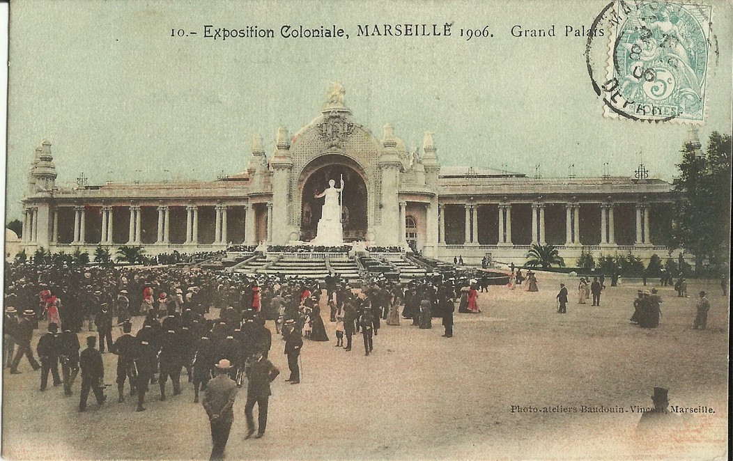 Marseille - Exposition Coloniale - L'esplanade Et Le Grand Palais Ballon Monte Montgolfiere 1869640995