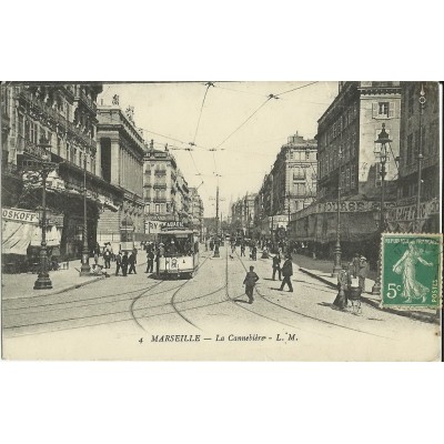 CPA: MARSEILLE, LA CANNEBIERE 1913.