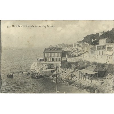 CPA: MARSEILLE, LA CORNICHE VUE DE CHEZ ROUBION, VERS 1900.