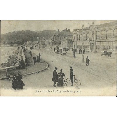 CPA: MARSEILLE, LA PLAGE VUE DU COTE GAUCHE, VERS 1900.