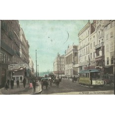 CPA: MARSEILLE, LA RUE CANNEBIERE EN COULEURS, vers 1900.