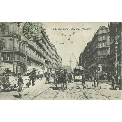 CPA: MARSEILLE, LA RUE DE NOAILLES ANIMEE, AUX ENVIRONS DE 1900.
