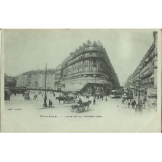 CPA: MARSEILLE, LE CARREFOUR DE LA RUE DE LA REPUBLIQUE, ANNEES 1900