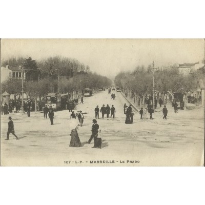 CPA: MARSEILLE, LE PRADO, VUE DES ANNEES 1900.