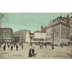 CPA: MARSEILLE, LE QUAI DES AUGUSTIN, COULEURS, ANNEES 1900.