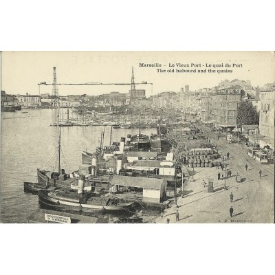 CPA: MARSEILLE, LE QUAI DU VIEUX PORT, STE DE REMORQUAGE, VERS 1900