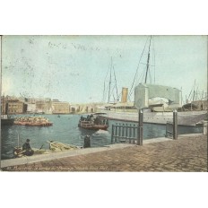 CPA: MARSEILLE, LE SERVICE DU PASSAGE DANS LE VIEUX PORT, ANNEES 1900.