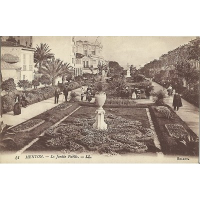 CPA: MENTON, Le Jardin Public, Années 1910.