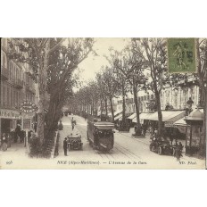CPA: NICE, L'AVENUE DE LA GARE. Animée. Années 1910.
