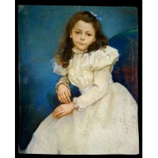 JEUNE FEMME EN ROBE BLANCHE, PASTEL GRAND FORMAT, Signé DUFOUR 1898.