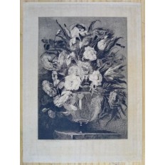 Léon GAUCHEREL (1816-1886), LE BOUQUET DE FLEURS, EAU-FORTE.