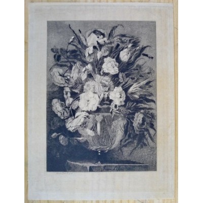 Léon GAUCHEREL (1816-1886), LE BOUQUET DE FLEURS, EAU-FORTE.