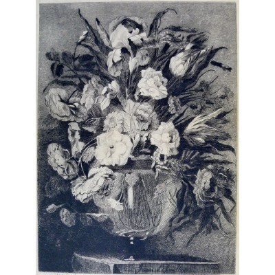 Léon GAUCHEREL (1816-1886), LE BOUQUET DE FLEURS, EAU-FORTE.