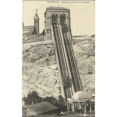 CPA: MARSEILLE, ASCENSEURS DE N.D.DE LA GARDE, ANNEES 1910