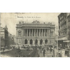 CPA: MARSEILLE, LE PALAIS DE LA BOURSE, ANIMEE, VERS 1900.