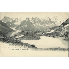 CPA: CHAMONIX, LE LAC BLANC ET LA CHAINE DU MONT-BLANC. Années 1900.