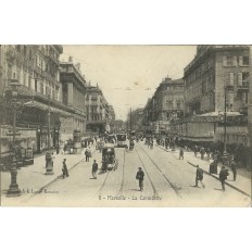 CPA: MARSEILLE, LA CANEBIERE, ANNEES 1900.