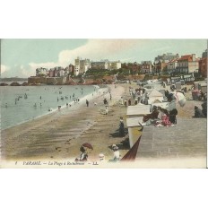 CARTE POSTALE ANCIENNE: PARAME. La Plage à Rochebonne (couleurs), Années 1900