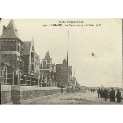 CPA: PARAME. La Digue. Au loin, St-Malo, Années 1900
