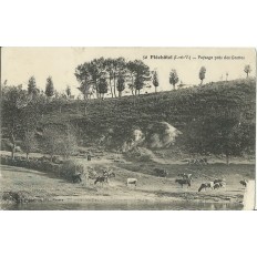 CPA: PLECHATEL, Paysage près des Grottes, vers 1910
