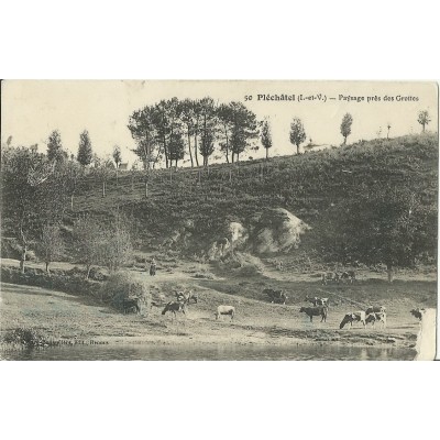 CPA: PLECHATEL, Paysage près des Grottes, vers 1910