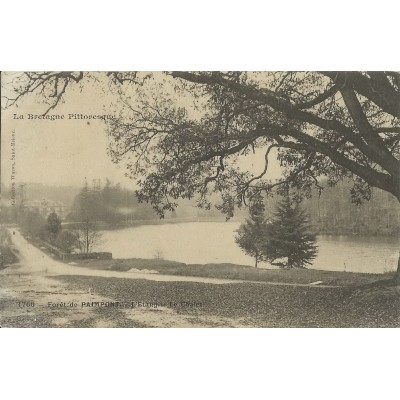 CPA: Foret de PAIMPONT. L'Etang, Le Chalet ( Les Forges), Années 1900