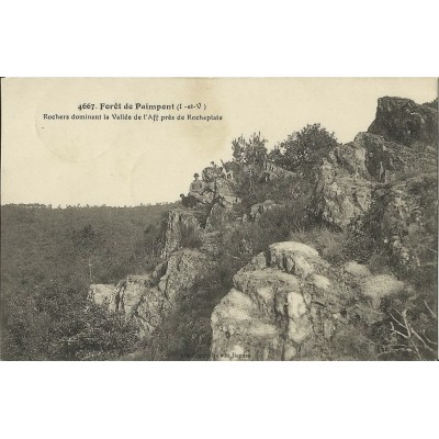 CPA: Foret de PAIMPONT. Rochers dominant la Vallée de l'Aff , Années 1920