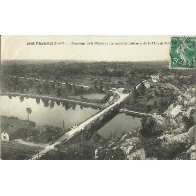 CPA: PLECHATEL. Panorama de la Vilaine. Années 1900.