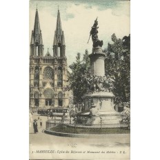 CPA: MARSEILLE, EGLISE DES REFORMES ET MONUMENT DES MOBILES, ANNEES 1910.